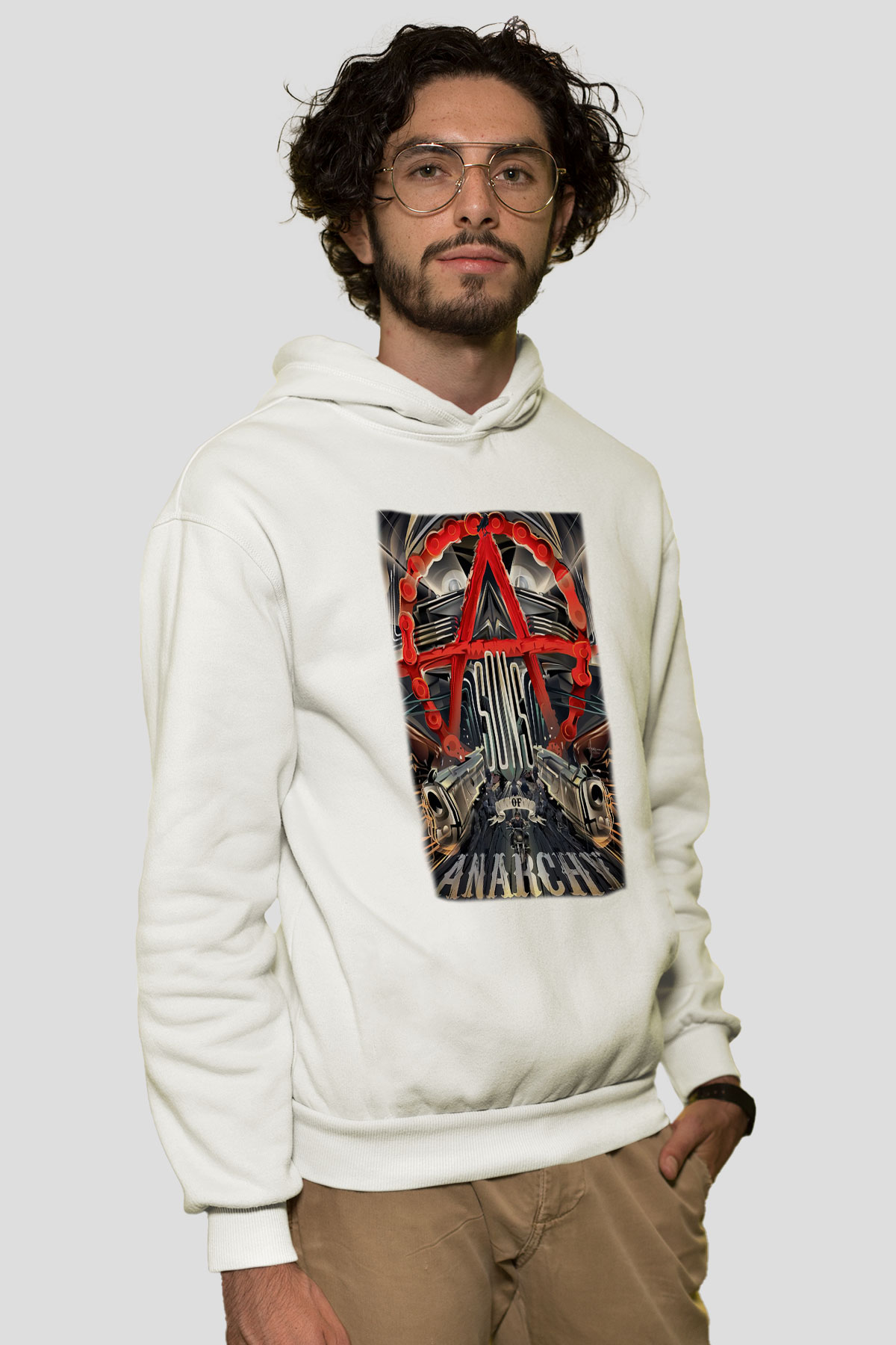 Sons of Anarchy Beyaz Unisex Kapşonlu Sweatshirt