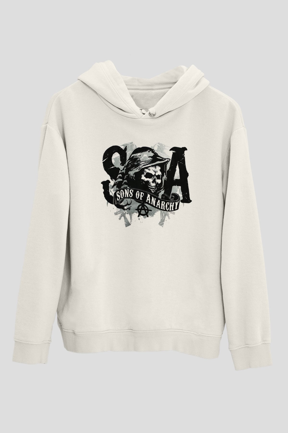Sons of Anarchy Beyaz Unisex Kapşonlu Sweatshirt