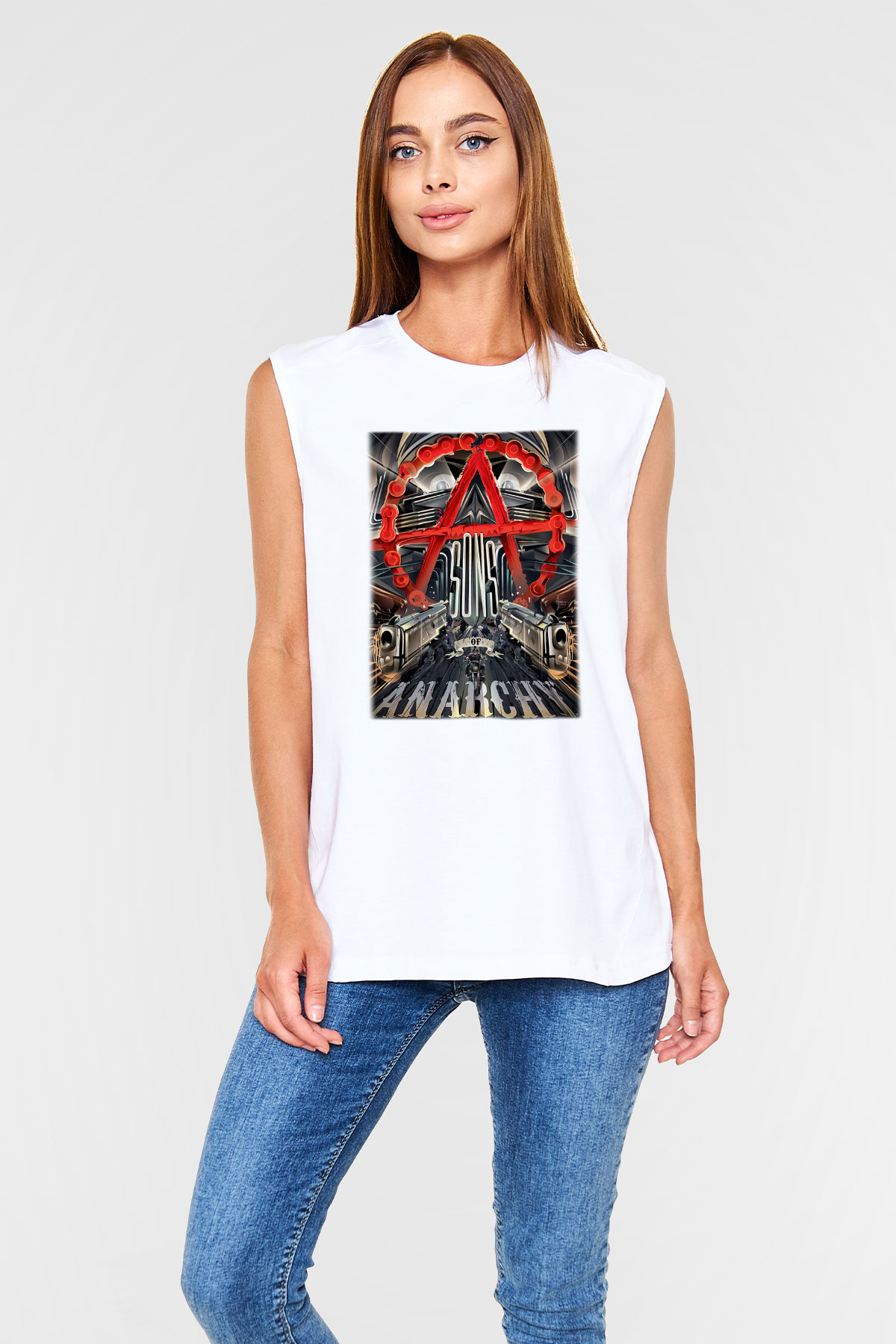 Sons of Anarchy Beyaz Unisex Kolsuz Tişört