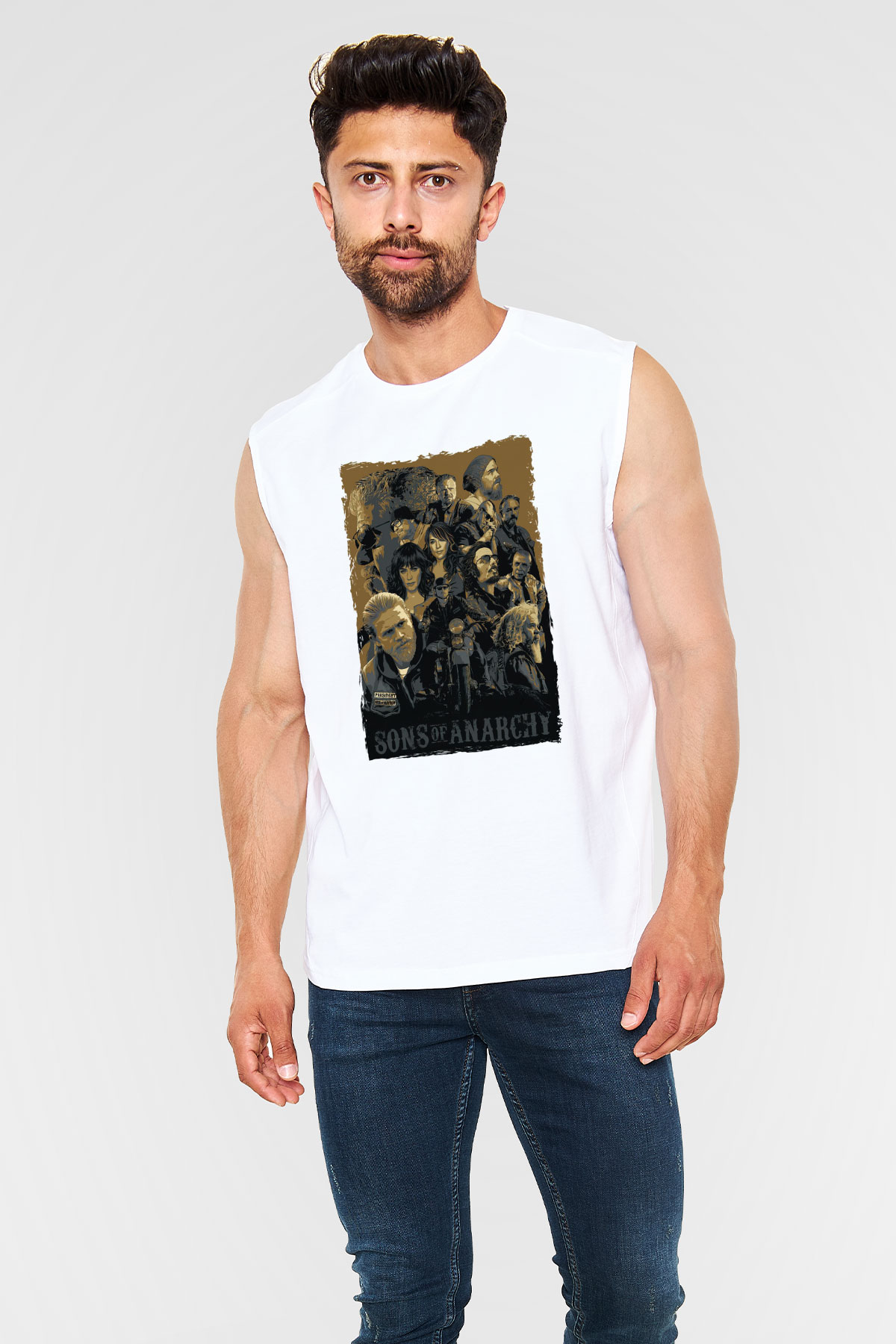 Sons of Anarchy Beyaz Unisex Kolsuz Tişört