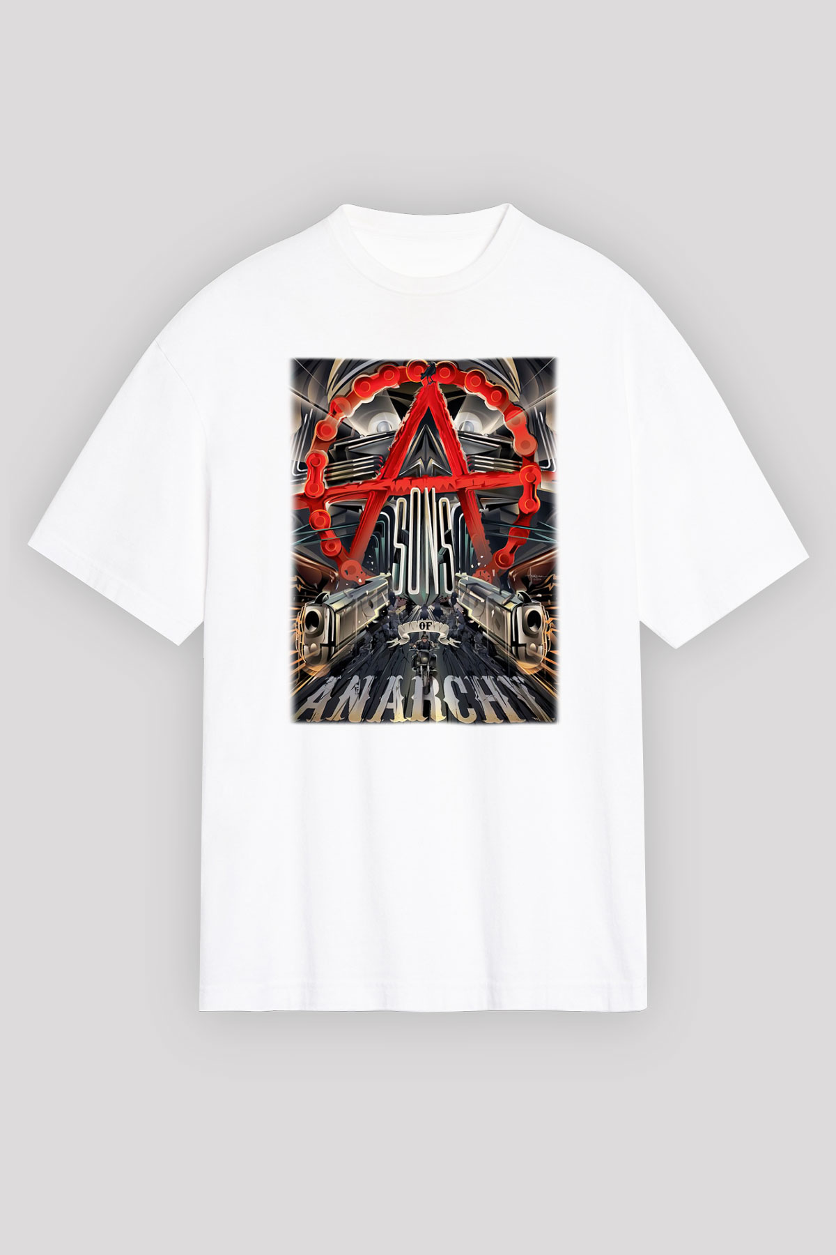 Sons of Anarchy Beyaz Unisex Oversize Tişört T-Shirt