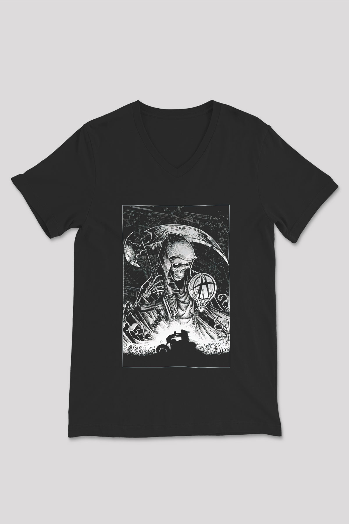 Sons of Anarchy Siyah Unisex V Yaka Tişört T-Shirt