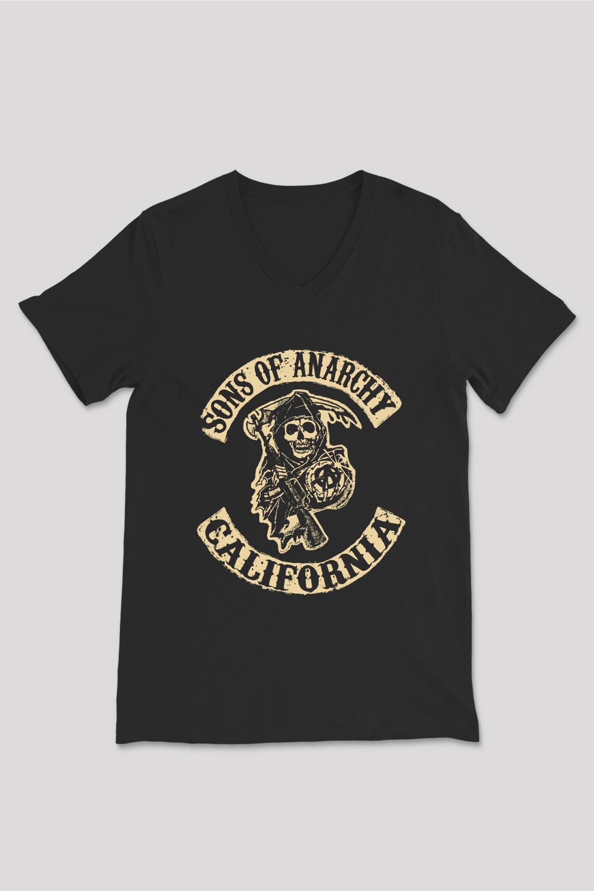 Sons of Anarchy Siyah Unisex V Yaka Tişört T-Shirt