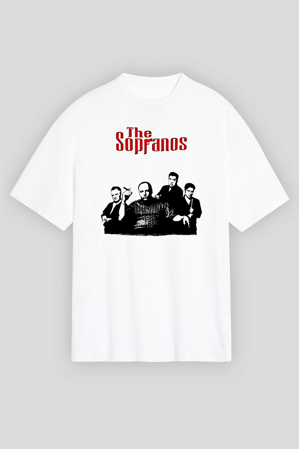 Sopranos Baskılı Beyaz Unisex Oversize Tişört - Tshirt