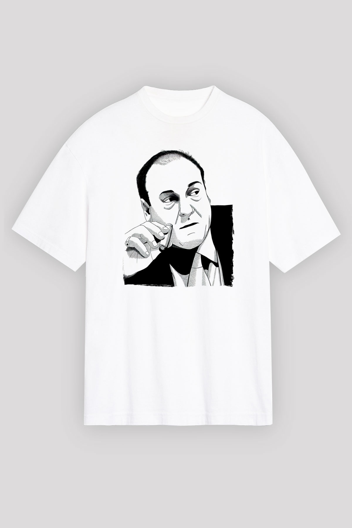 Sopranos Baskılı Beyaz Unisex Oversize Tişört - Tshirt