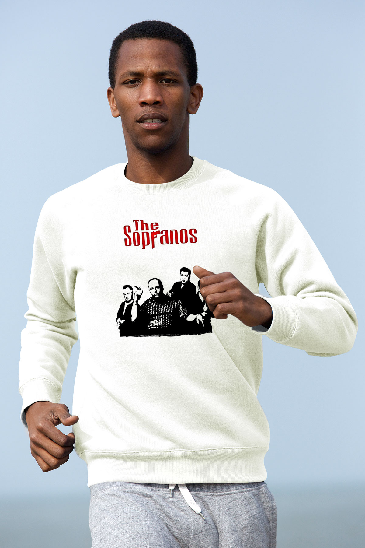 Sopranos Baskılı Beyaz Unisex Sweatshirt