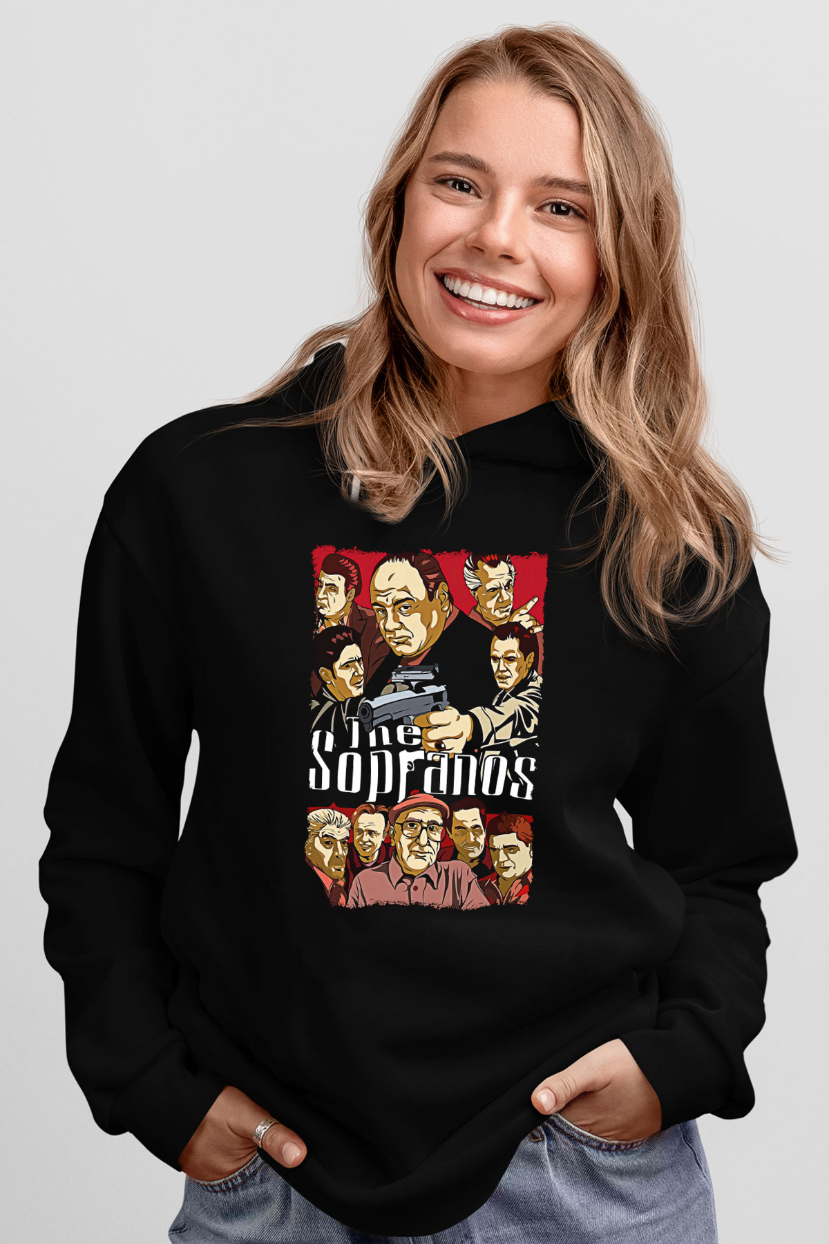 Sopranos Baskılı Unisex Siyah Hoodie