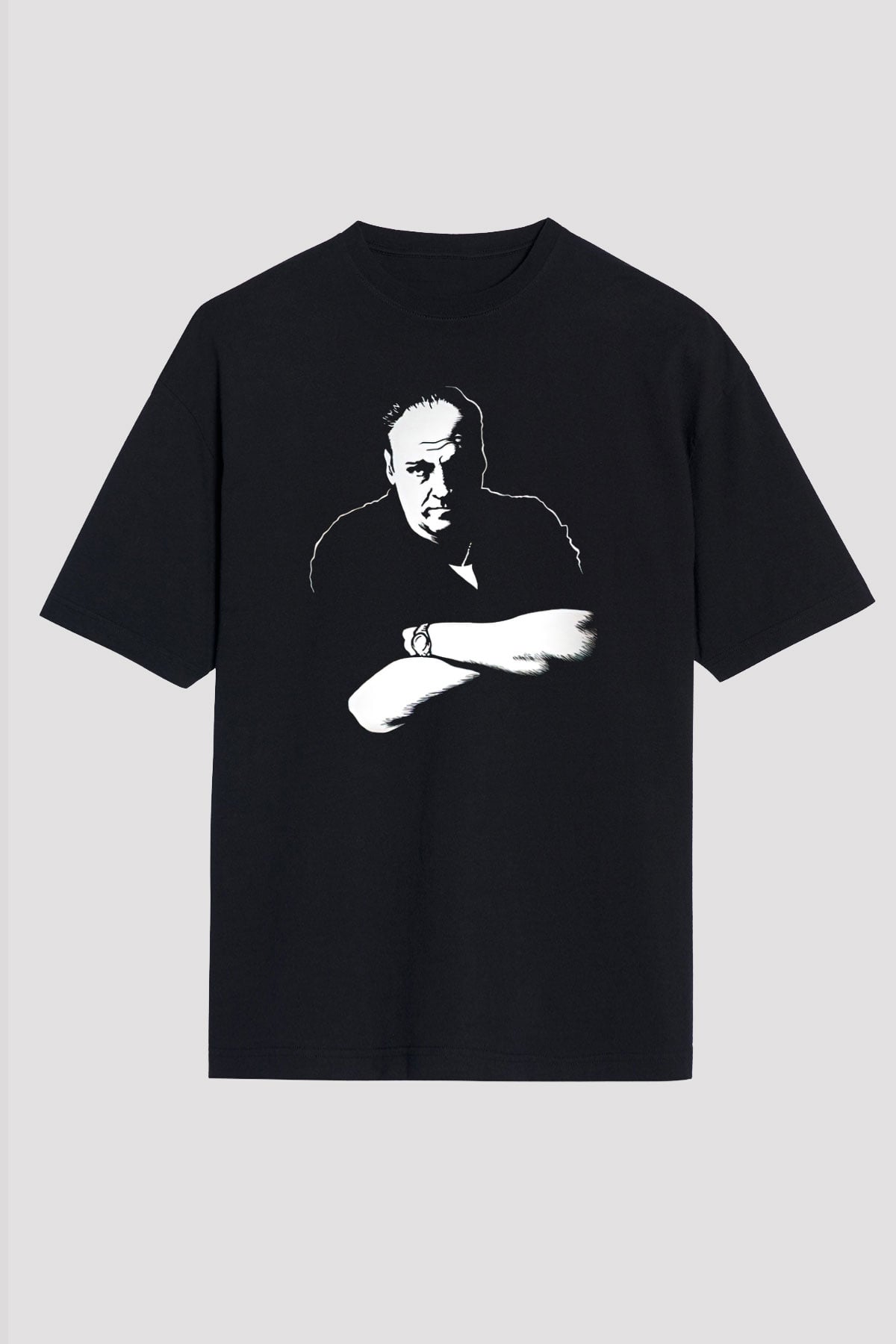 Sopranos Baskılı Unisex Siyah Oversize Tişört - Tshirt