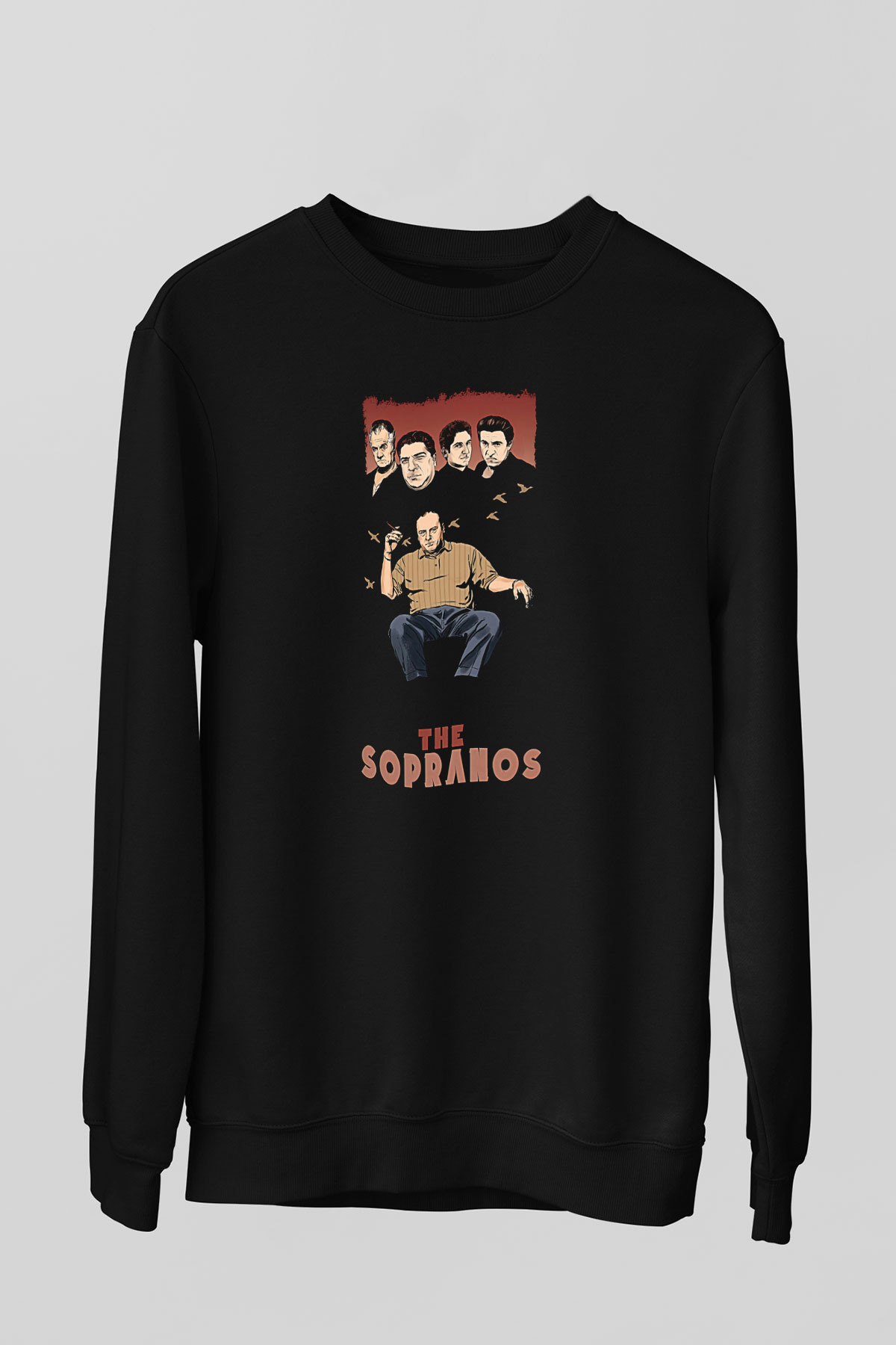 Sopranos Baskılı Unisex Siyah Sweatshirt