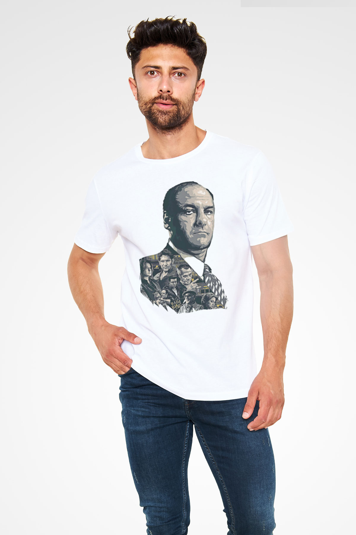 Sopranos Unisex Baskılı Beyaz Tişört - Tshirt