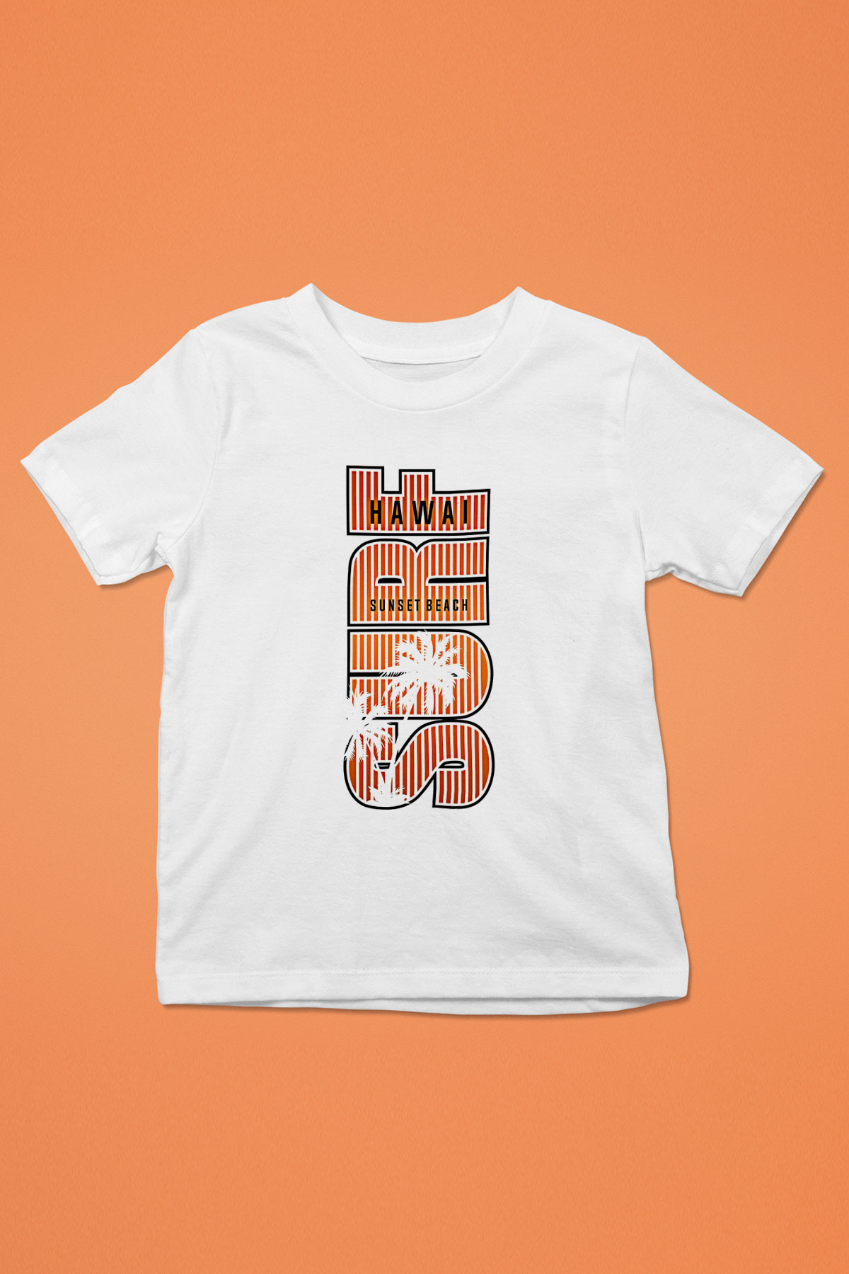 Sörf Baskılı Unisex Beyaz Çocuk Tişört - Tshirt