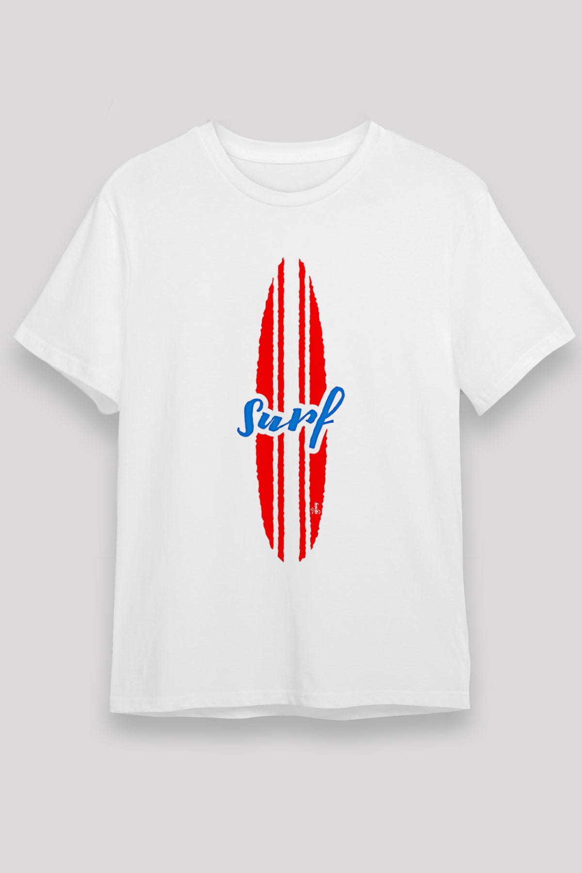Sörf Baskılı Unisex Beyaz Tişört - Tshirt