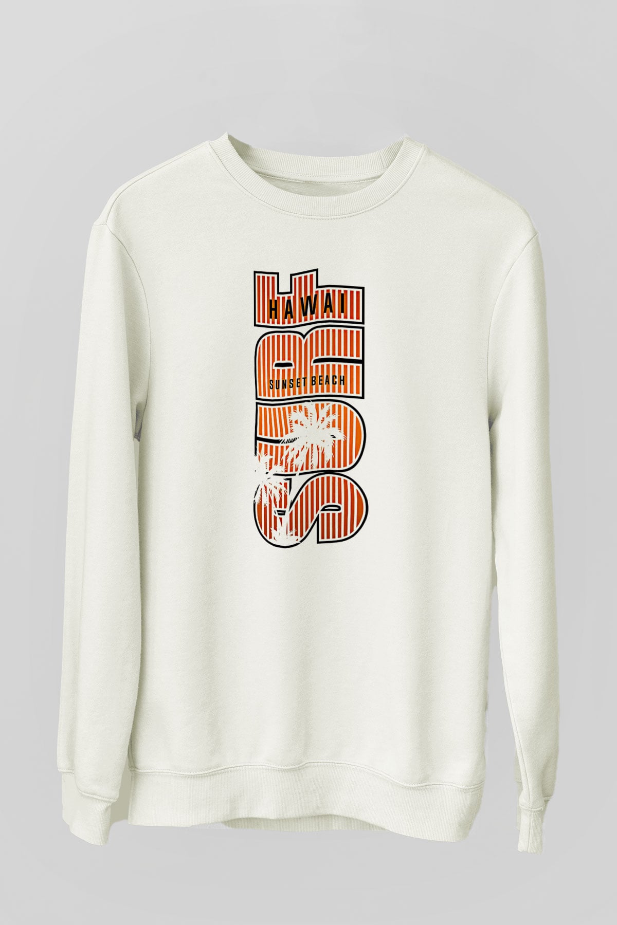 Sörf Baskılı Unisex Ekru Sweatshirt