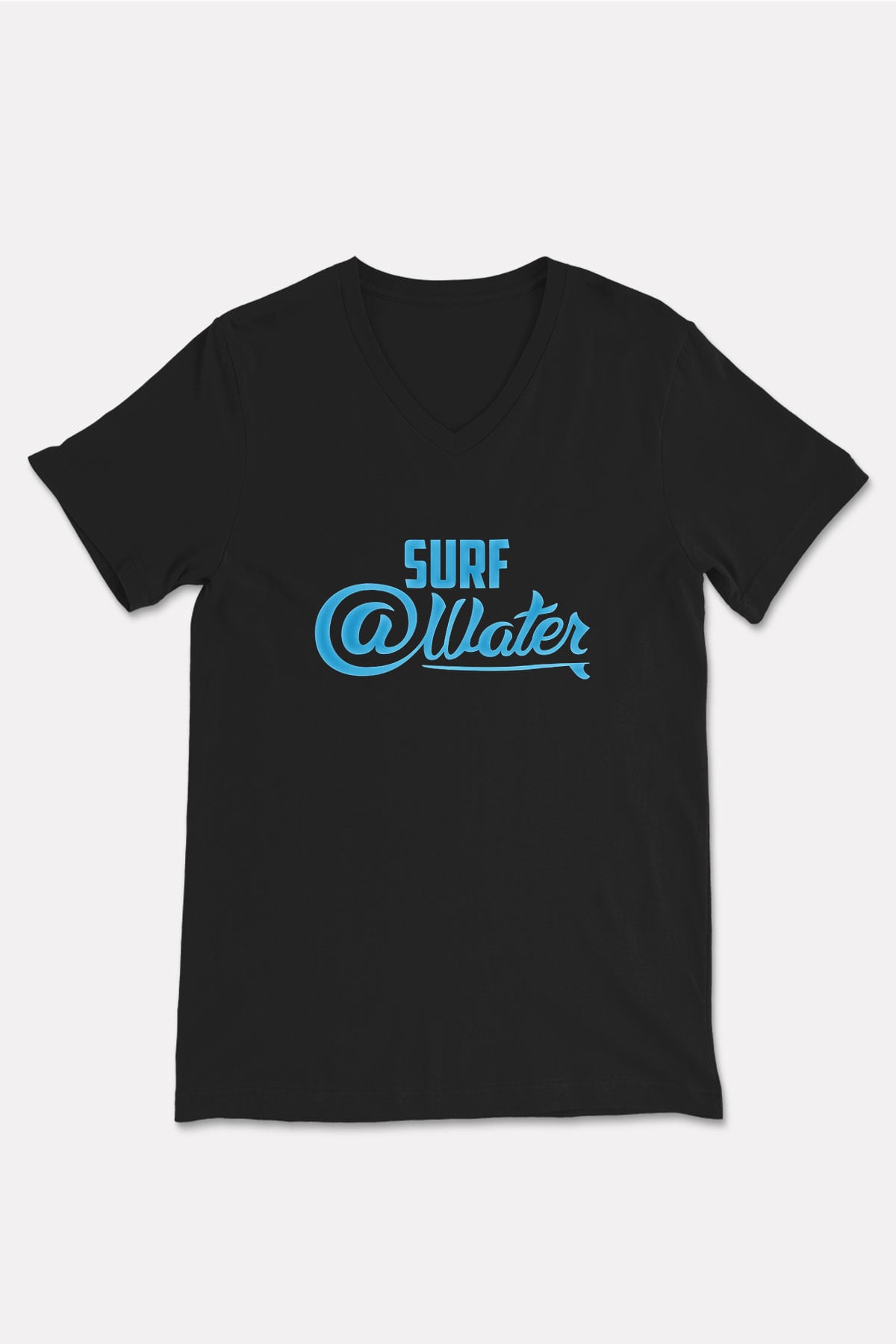 Sörf - Surfing Baskılı Unisex Siyah V Yaka Tişört