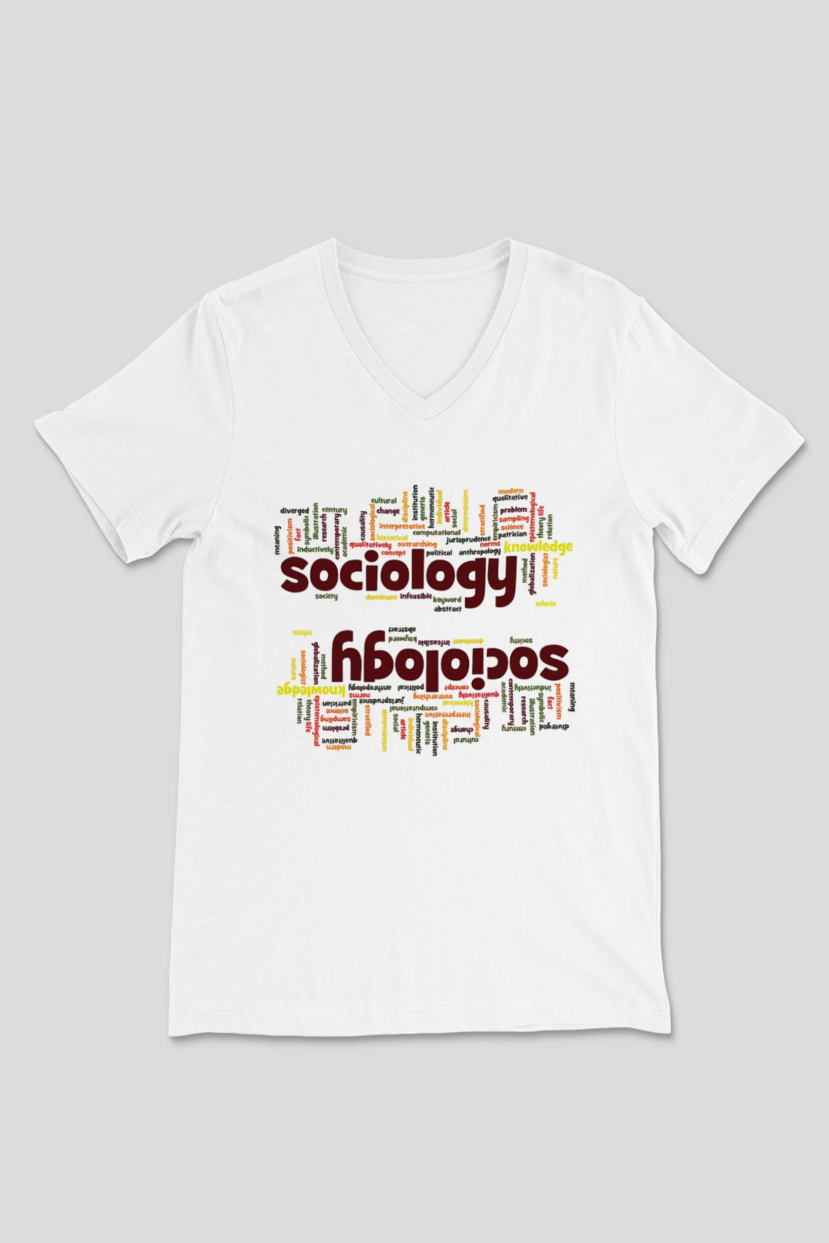 Sosyolog Beyaz Unisex V Yaka Tişört T-Shirt