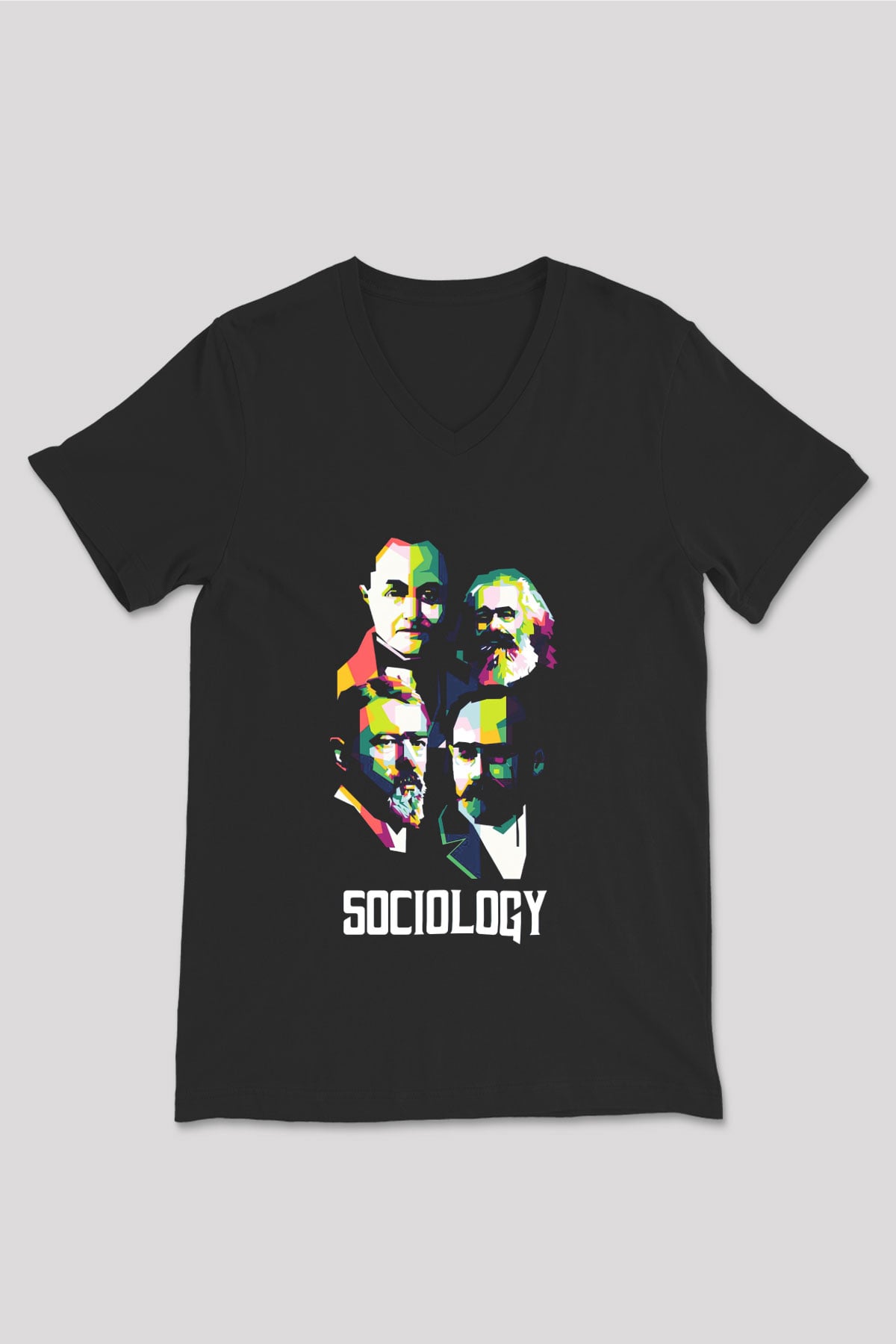 Sosyolog Siyah Unisex V Yaka Tişört