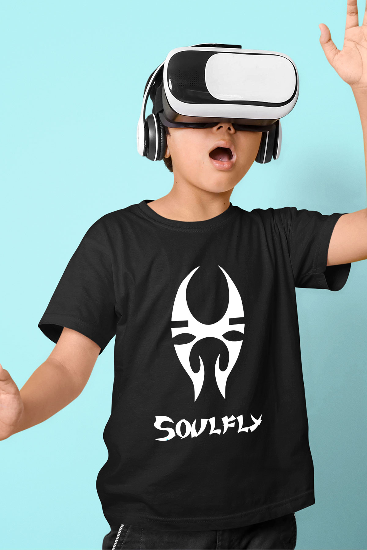 Soulfly Baskılı Siyah Unisex Çocuk Tişört