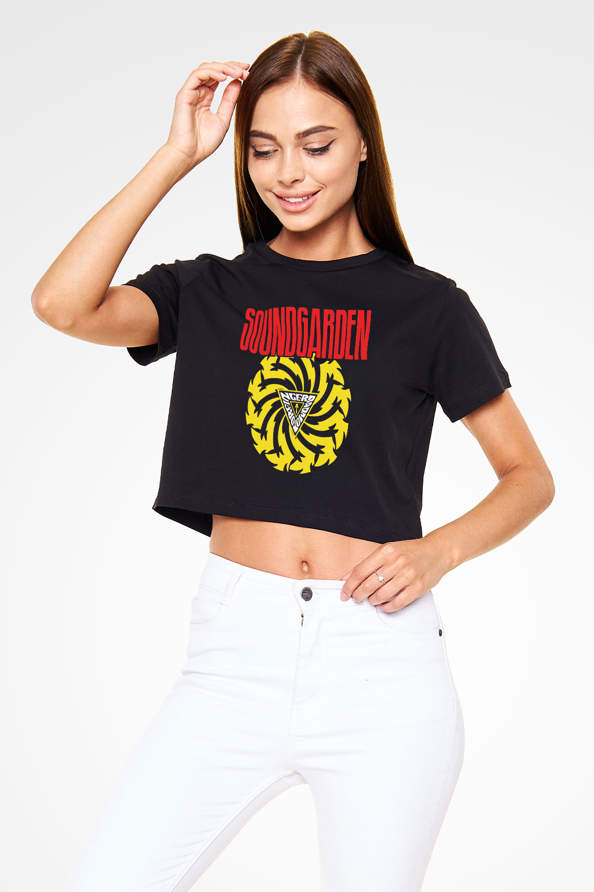 Soundgarden Siyah Crop Top Tişört