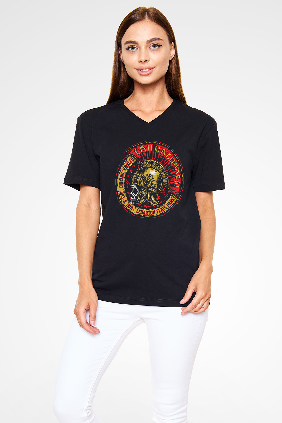 Soundgarden Siyah Unisex V Yaka Tişört T-Shirt