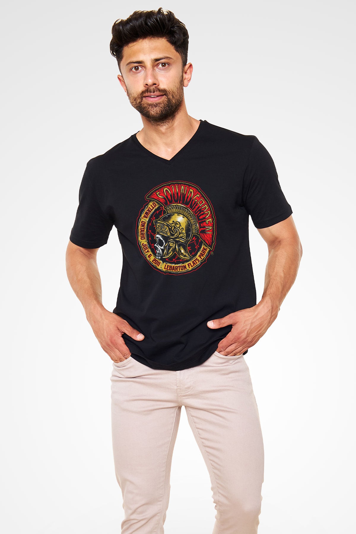 Soundgarden Siyah Unisex V Yaka Tişört T-Shirt