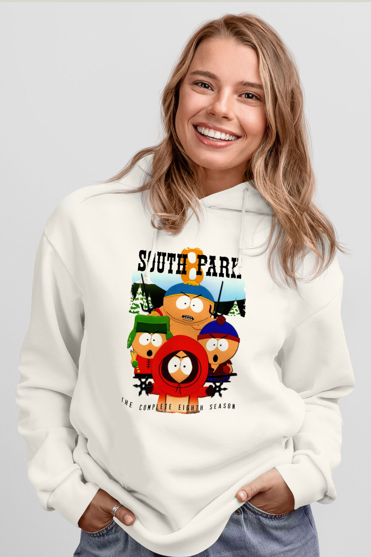 South Park Beyaz Unisex Hoodie