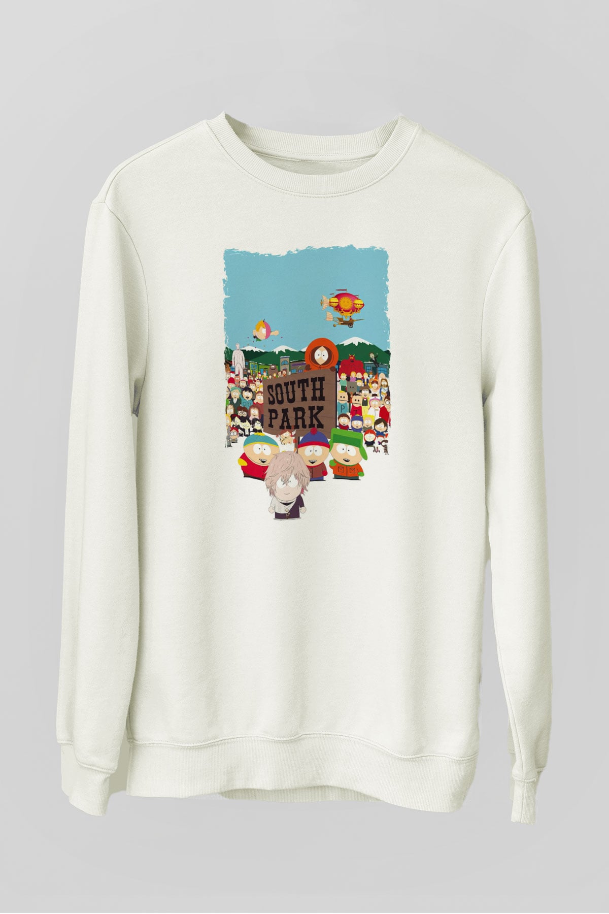 South Park Beyaz Unisex Sweatshirt