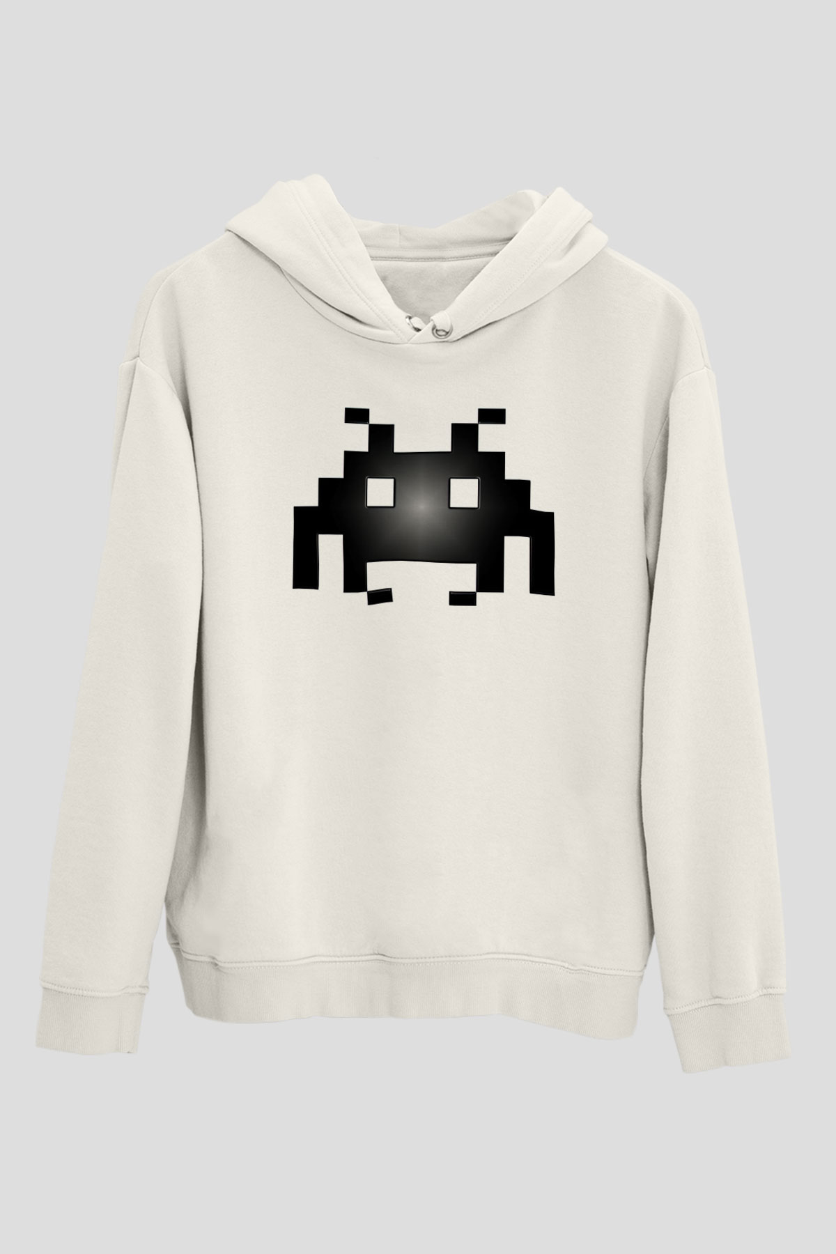 Space Invaders Beyaz Unisex Hoodie