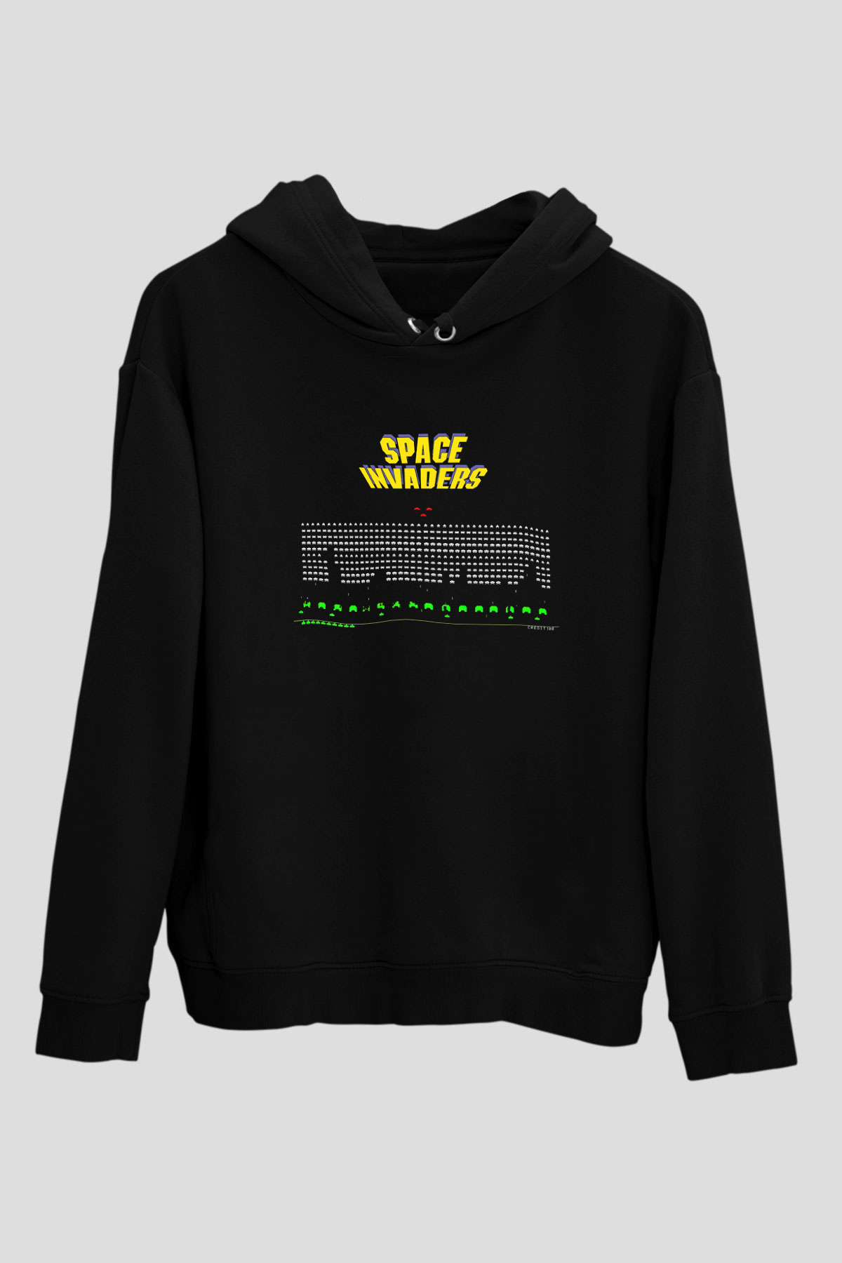 Space Invaders Siyah Unisex Hoodie