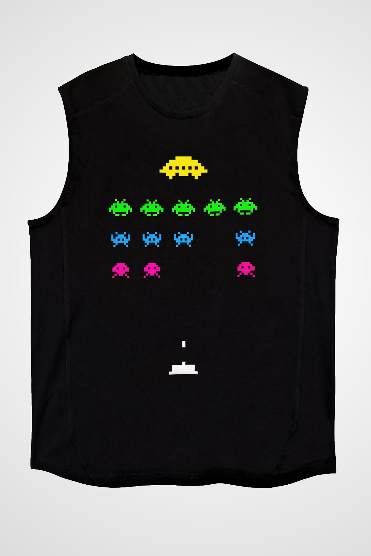 Space Invaders Siyah Unisex  Kolsuz Tişört