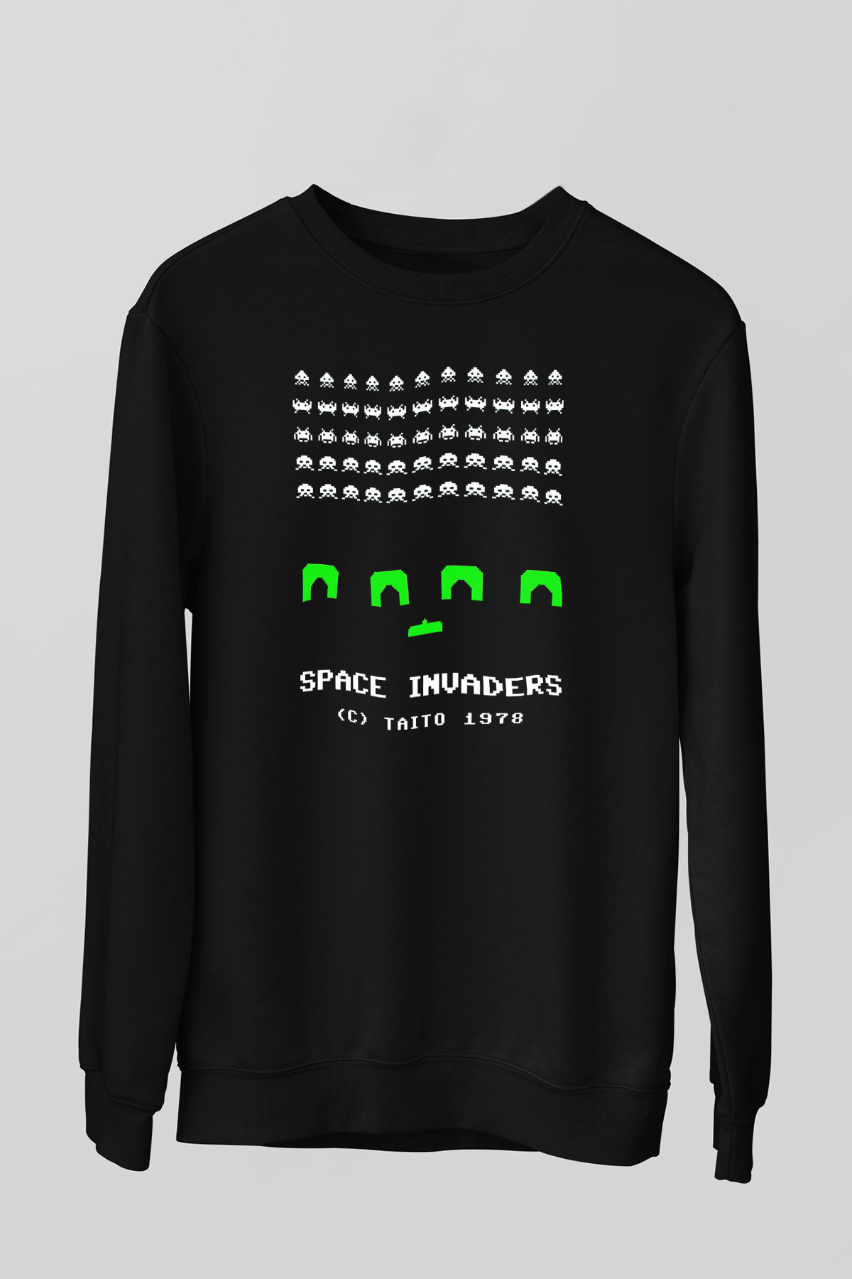 Space Invaders Siyah Unisex  Sweatshirt