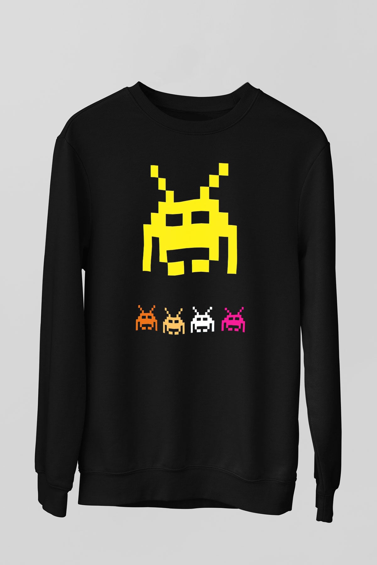 Space Invaders Siyah Unisex  Sweatshirt