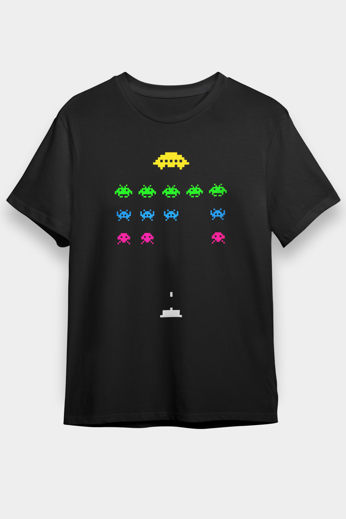 Space Invaders Siyah Unisex Tişört