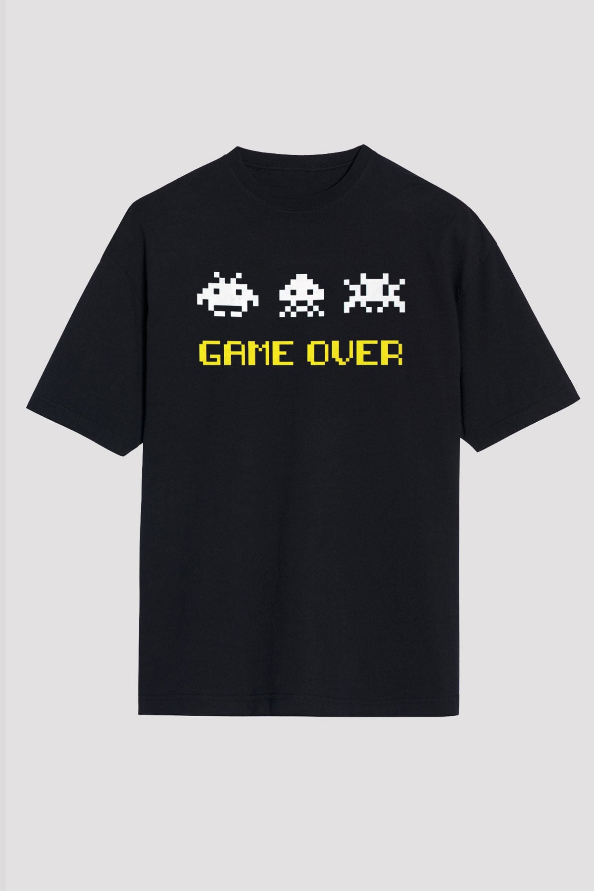 Space Invaders Siyah Oversize Tişört