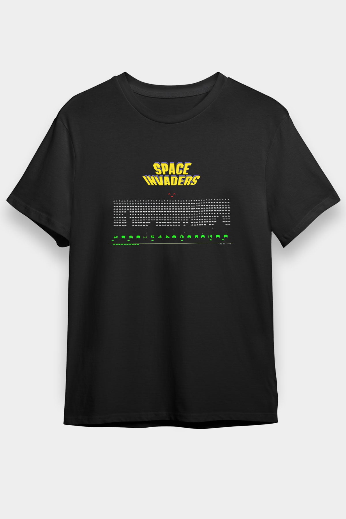 Space Invaders Siyah Unisex Tişört T-Shirt
