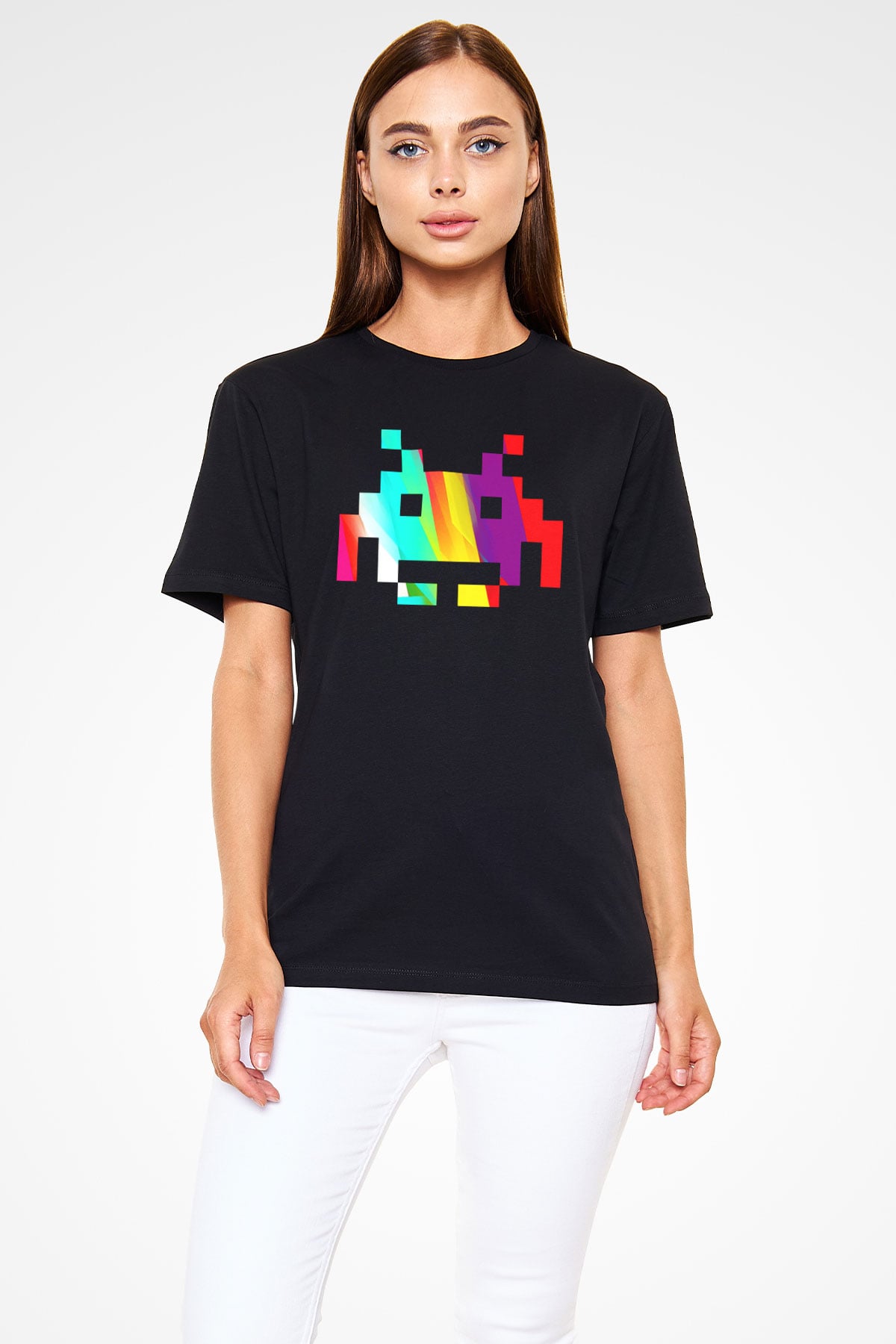 Space Invaders Siyah Unisex Tişört T-Shirt
