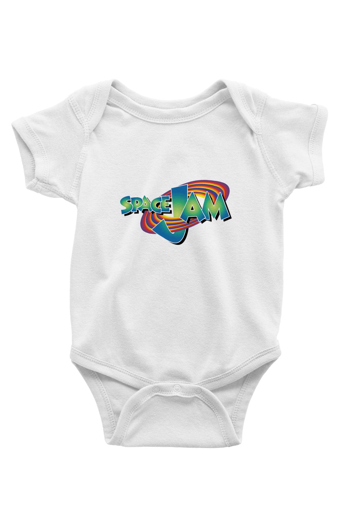 Space Jam Baskılı Beyaz Unisex Bebek Body - Zıbın