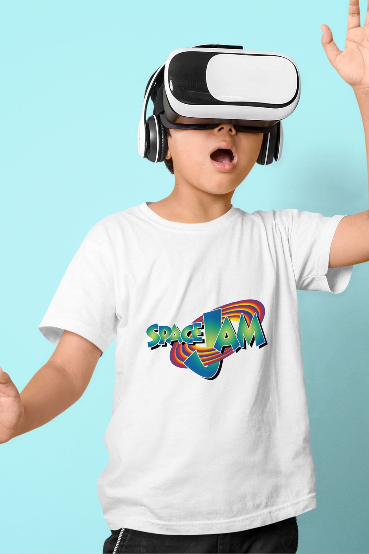 Space Jam Baskılı Beyaz Unisex Çocuk Tişört