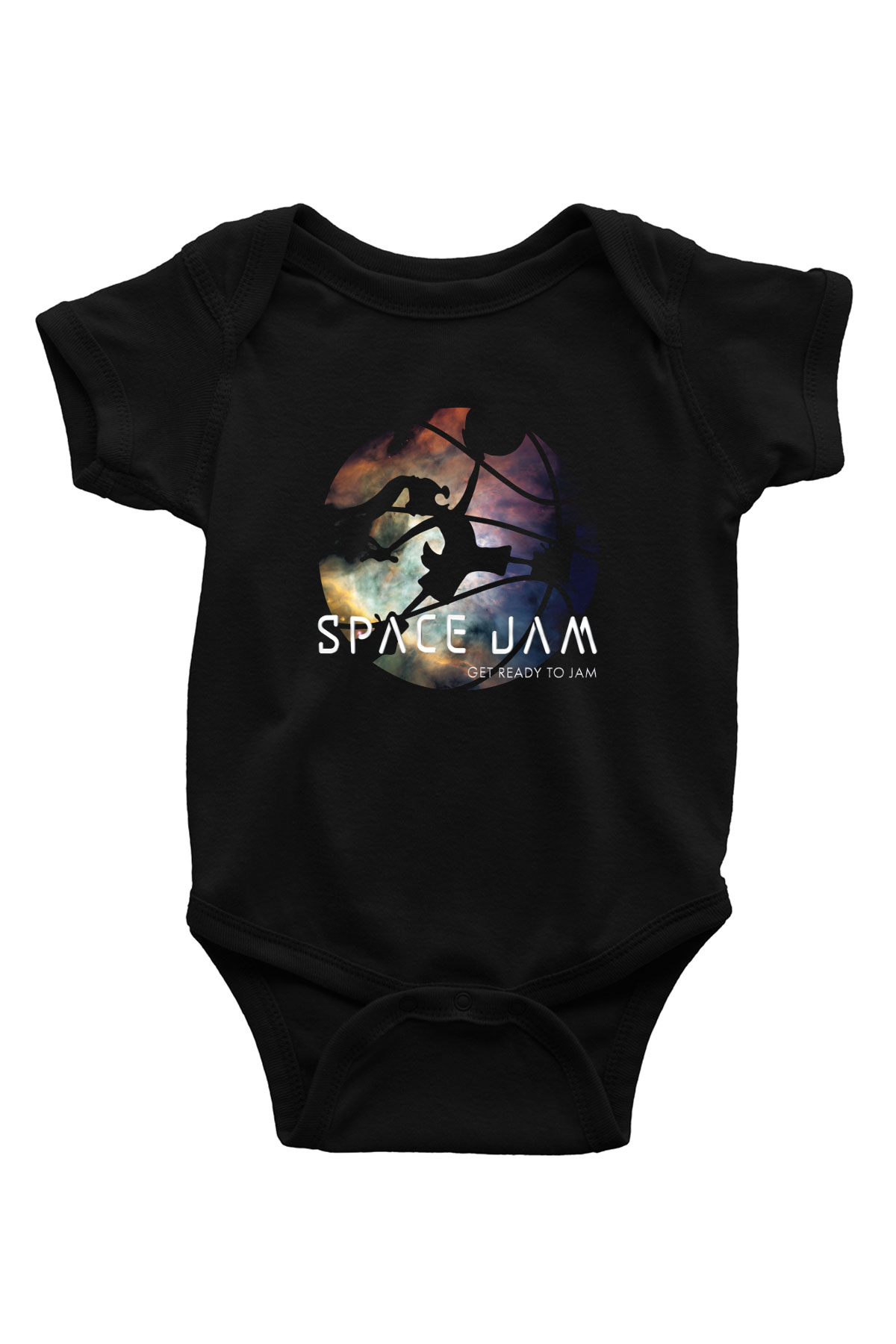 Space Jam Baskılı Siyah Bebek Body - Zıbın