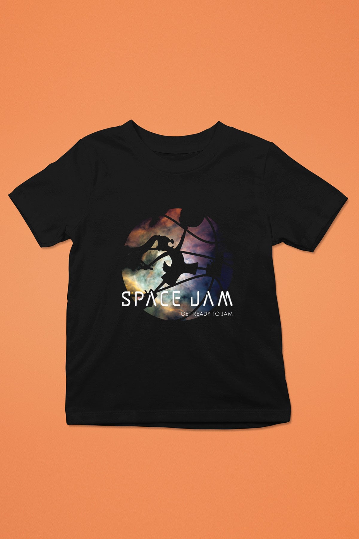 Space Jam Baskılı Siyah Unisex Çocuk Tişört