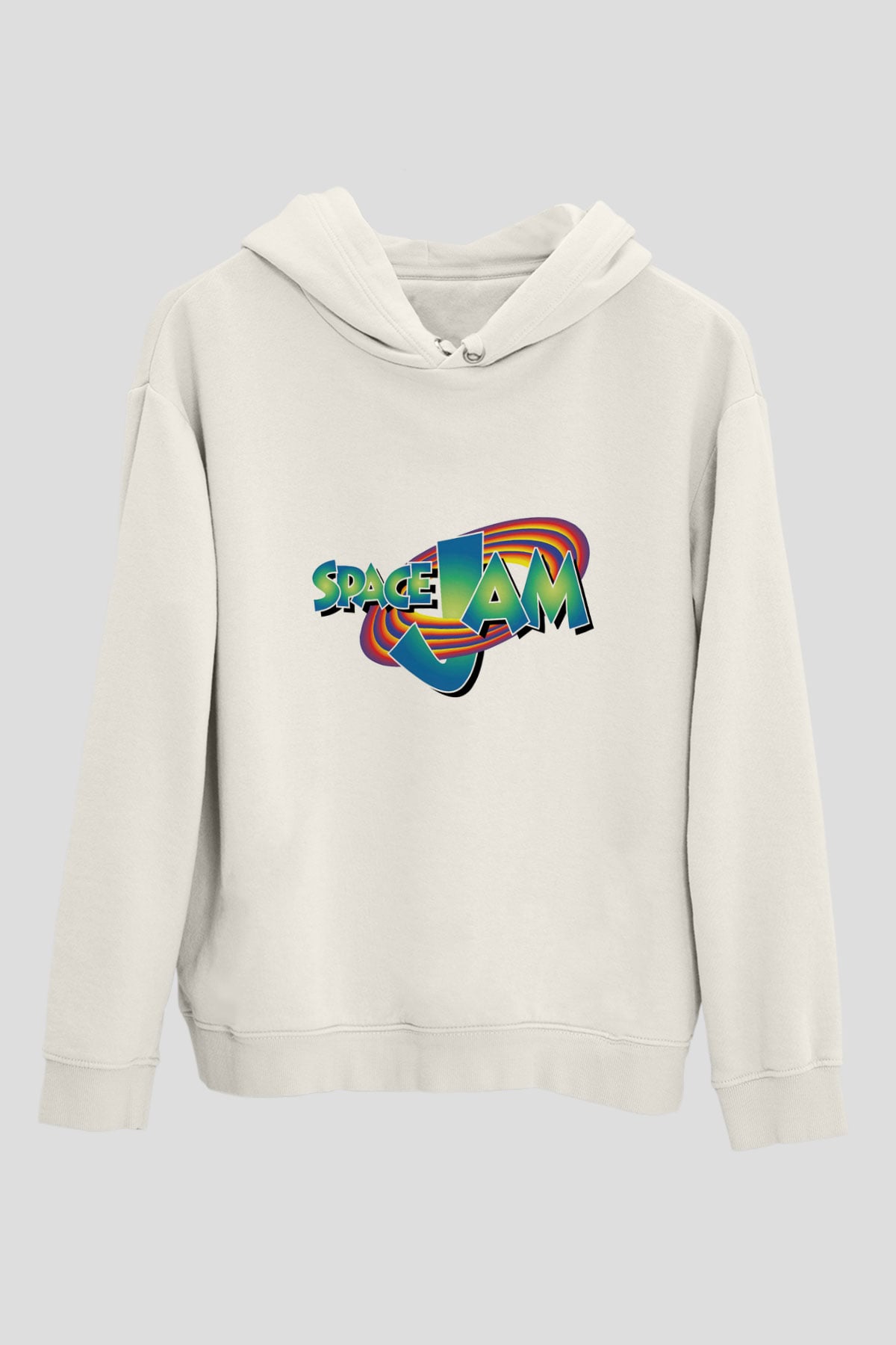 Space Jam Beyaz Unisex Kapşonlu Sweatshirt