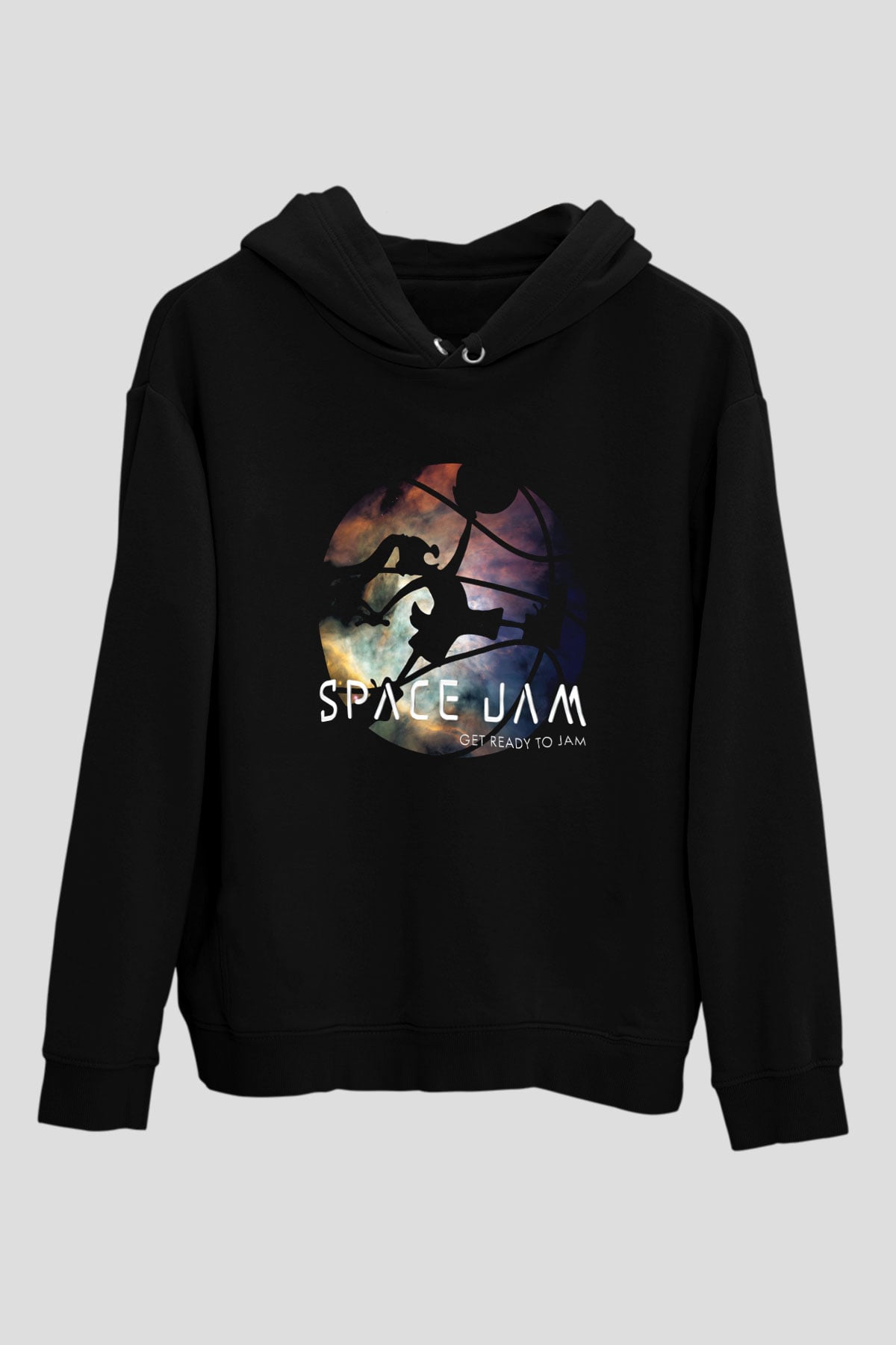 Space Jam Siyah Unisex Kapüşonlu Sweatshirt