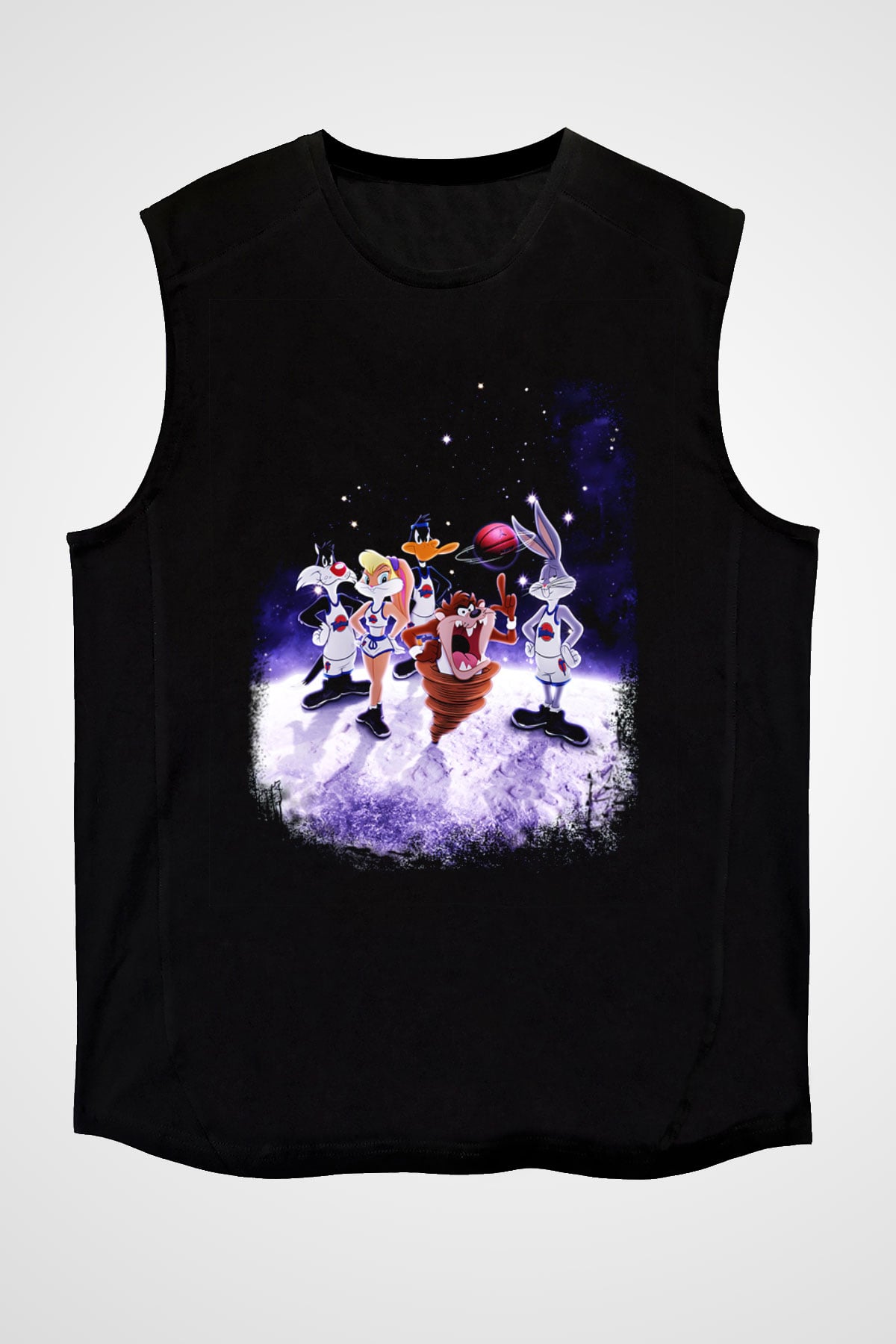 Space Jam Siyah Unisex Kolsuz Tişört