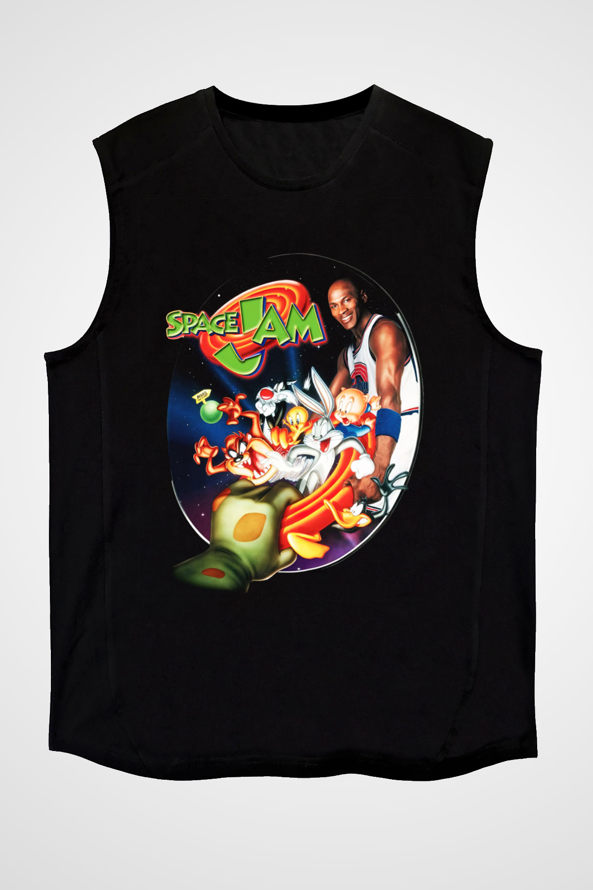 Space Jam Siyah Unisex Kolsuz Tişört