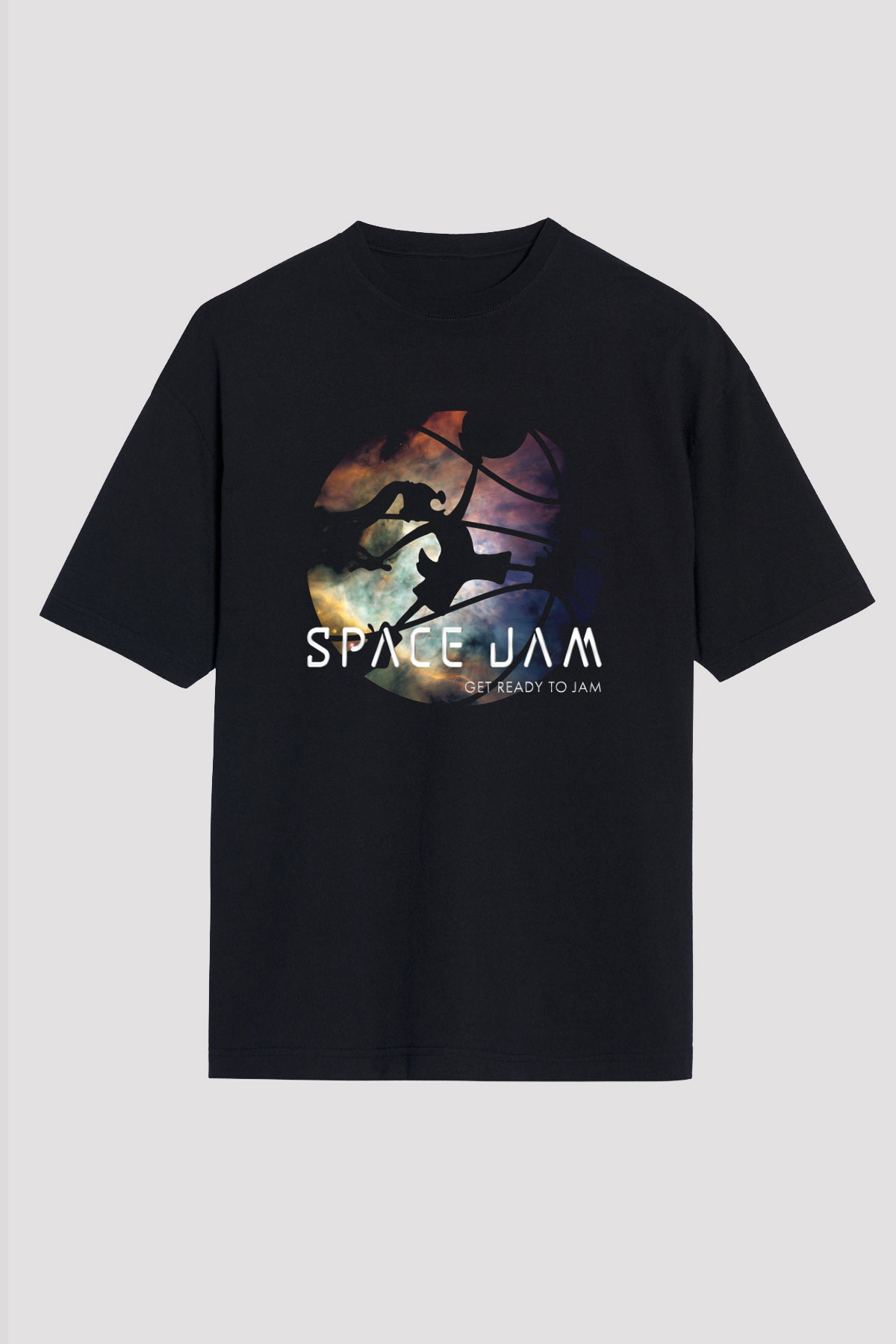 Space Jam Siyah Unisex Oversize Tişört