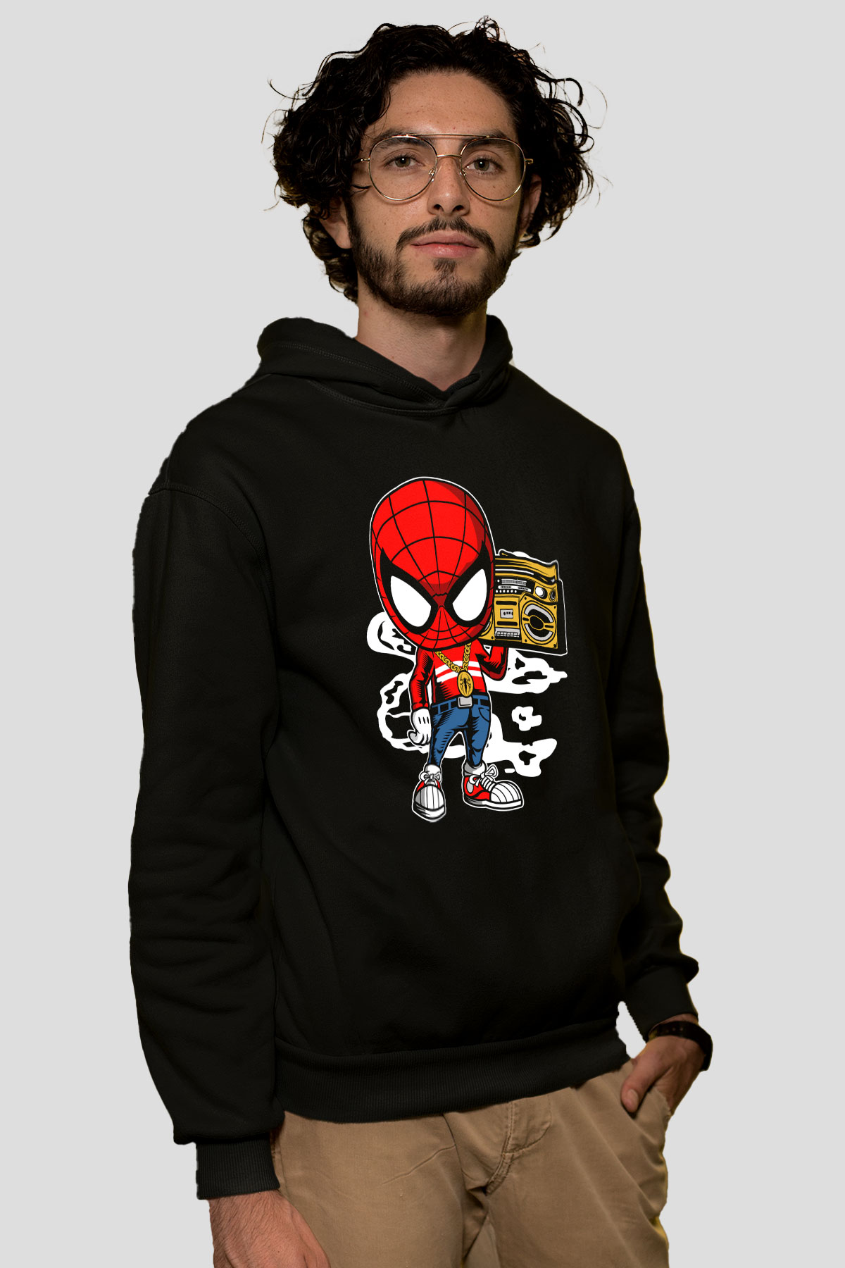 Spider Boombox Baskılı Siyah Unisex Tshirt