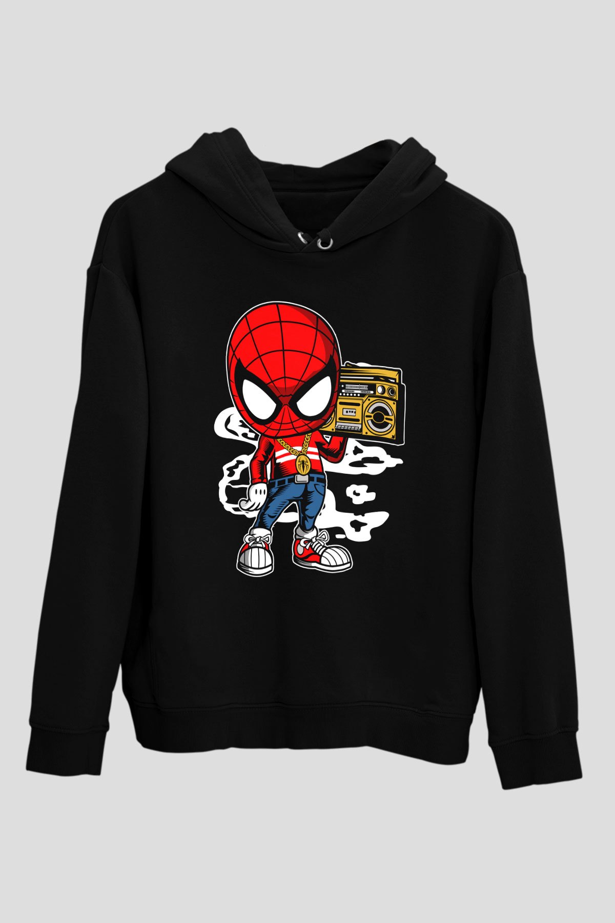Spider Boombox Baskılı Siyah Unisex Tshirt