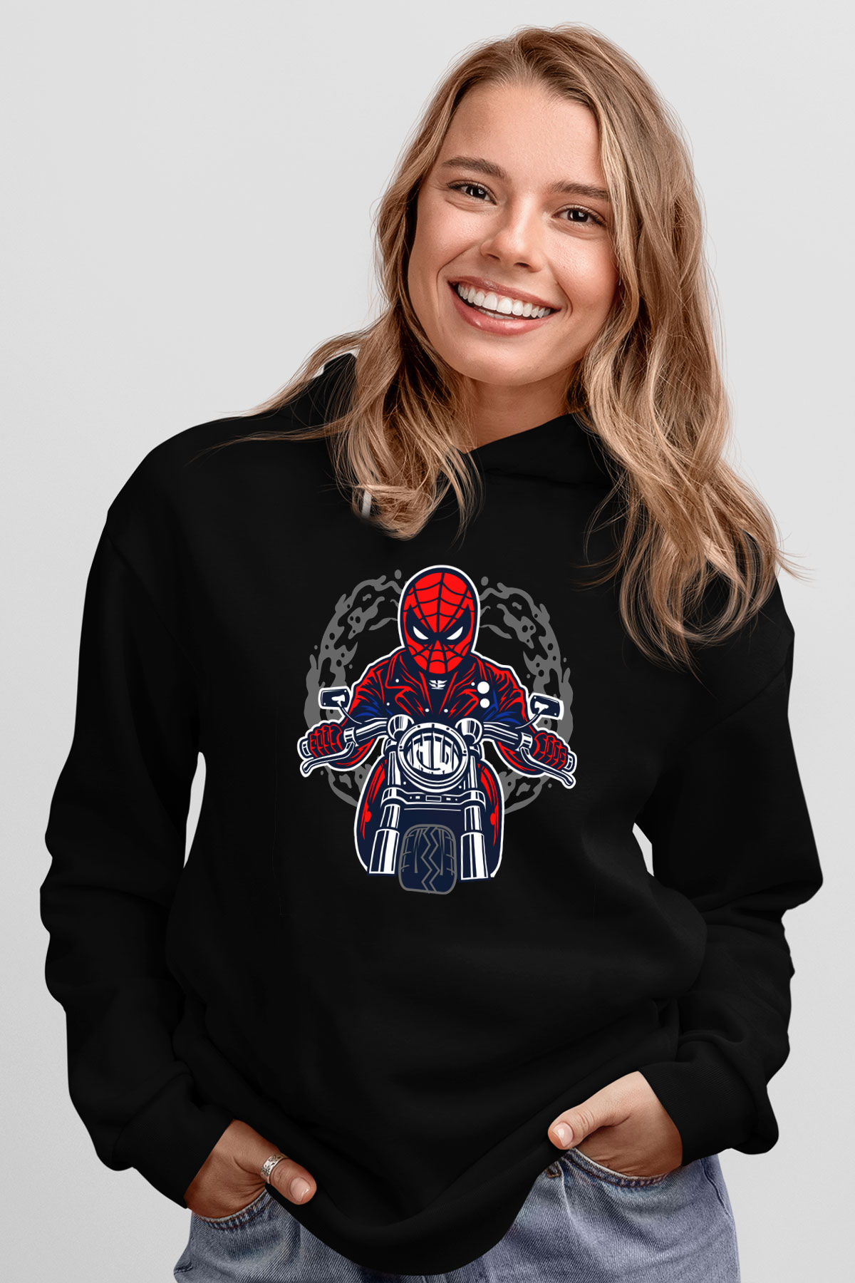 Spider Rider Baskılı Siyah Unisex Tshirt