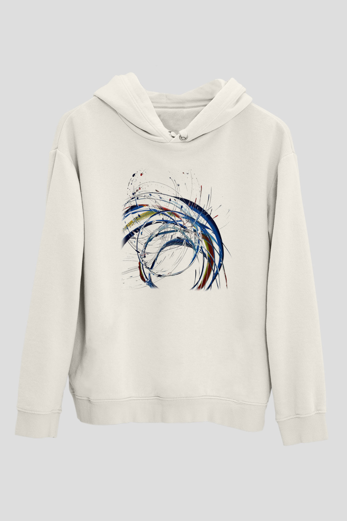 Spiral Beyaz Unisex Kapşonlu Sweatshirt