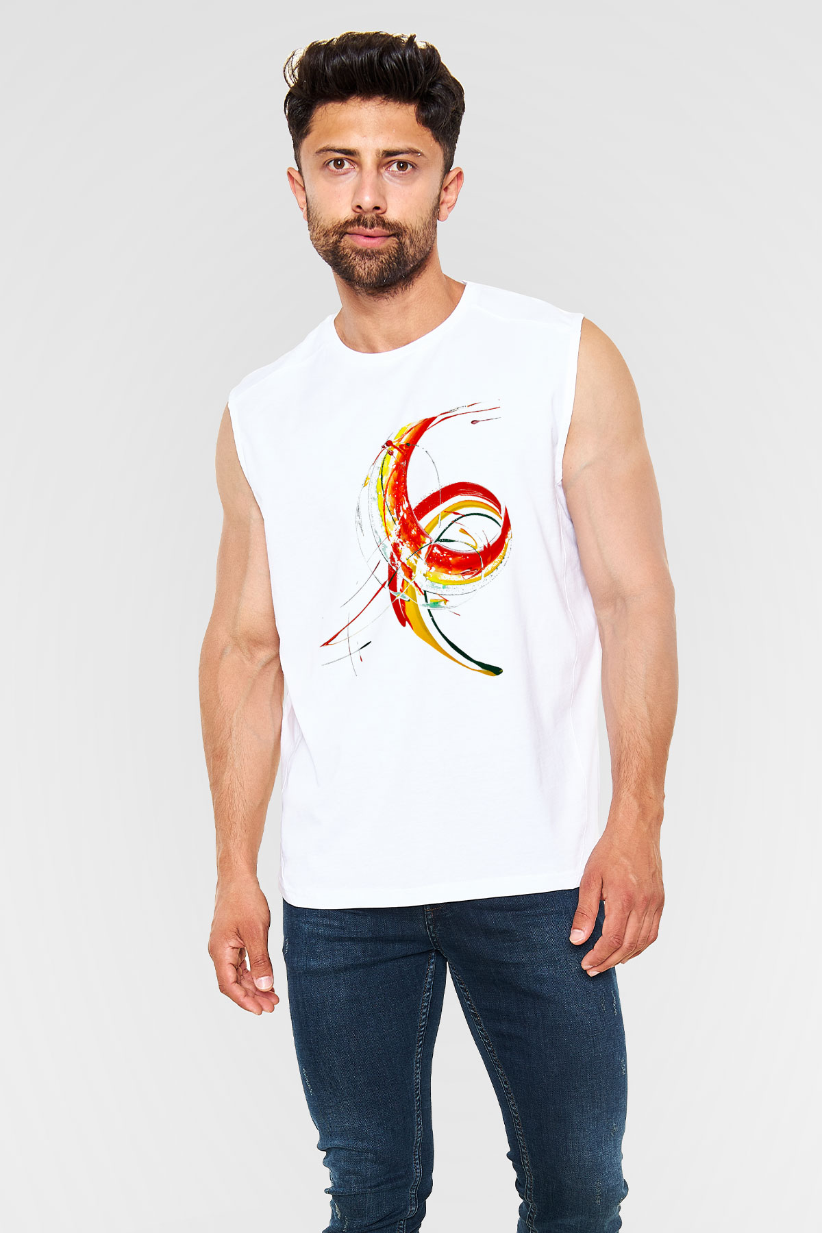 Spiral Beyaz Unisex Kolsuz Tişört