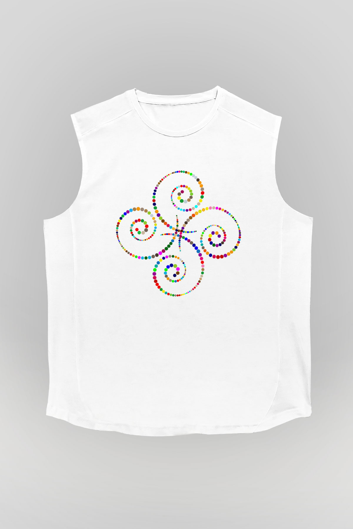 Spiral Beyaz Unisex Kolsuz Tişört